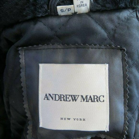 Andrew Marc NY Black Zippered Leather Jacket with Faux Fur Trim S/P JHE57 - Picture 5 of 12